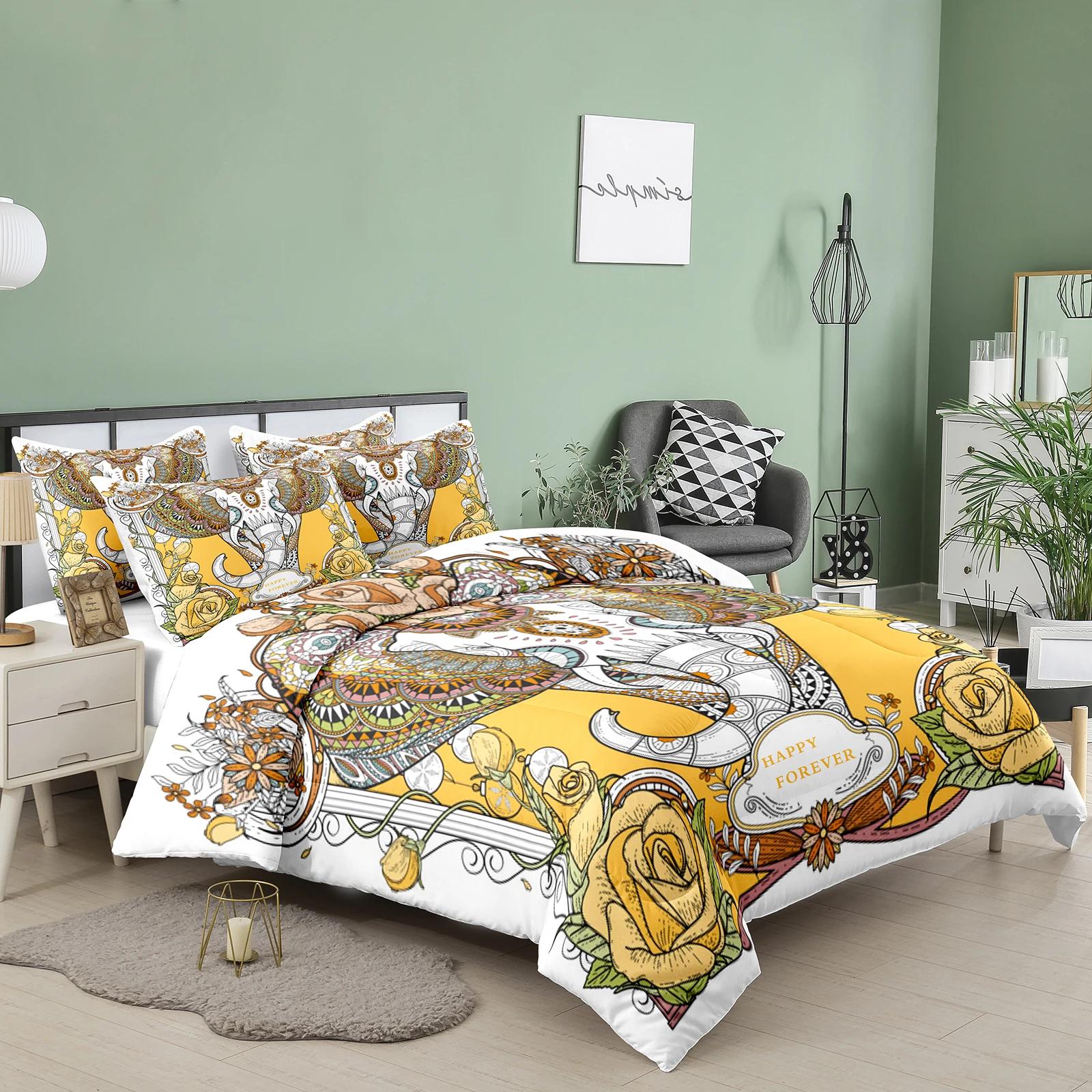 

Комплект пододеяльника для слона размера Queen, тематика диких животных, комплект постельного белья Twin для детей, подростков, мальчиков, удобный двуспальный/королевский пододеяльник EU Twin 135x200cm