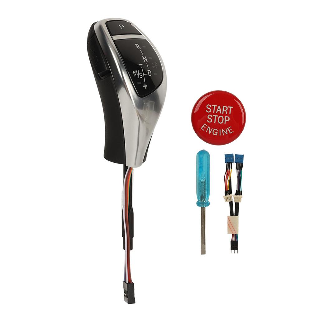 LED Shift Knob Comfortable Grip LED Handle Lever Knob Ergonomic Thumb Type with Click Start Button for E90 E91 E92 E93 LHD