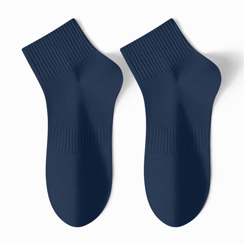 Male Spring and Summer Solid Color Vertical Bar Movement Antibacterial Breathable Non Slip Short Tube Cotton Socks