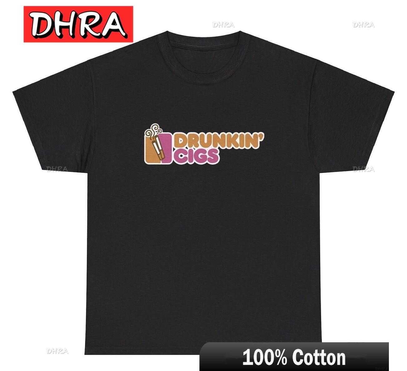 Drunken Cigs Parody T Shirt Funny Drunk Cigarette Lover Alcohol Day Drinking Colorful Unique Bold Tees Unisex Daily Wear TShirt S