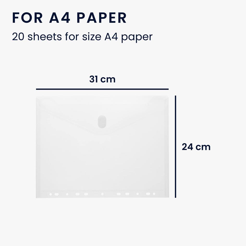 kwmobile 6x File A4 Clear File 24 x 31 cm Clear Case File Case Receipt Holder Clear Pocket Pink - Semi-transparent/Blue/Dark