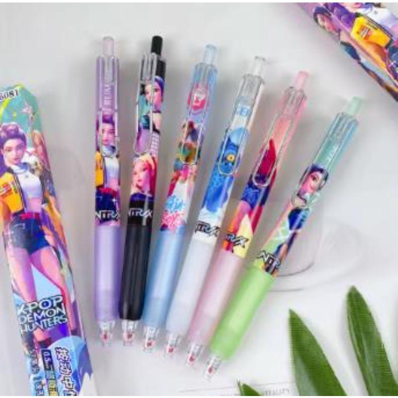 KPop Demon Hunters Huntrix Black Ink Pen Student Writinng Draw Gel Pen Anime Figure Stationery Chiristmas Gifts 0.5mm