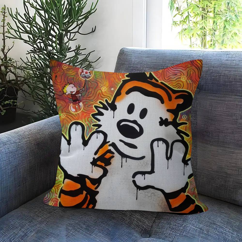 Anime C-Calvin And H-Hobbes Cushion Cover Car Throw Pillow Case For Sofa Car Christmas Gift