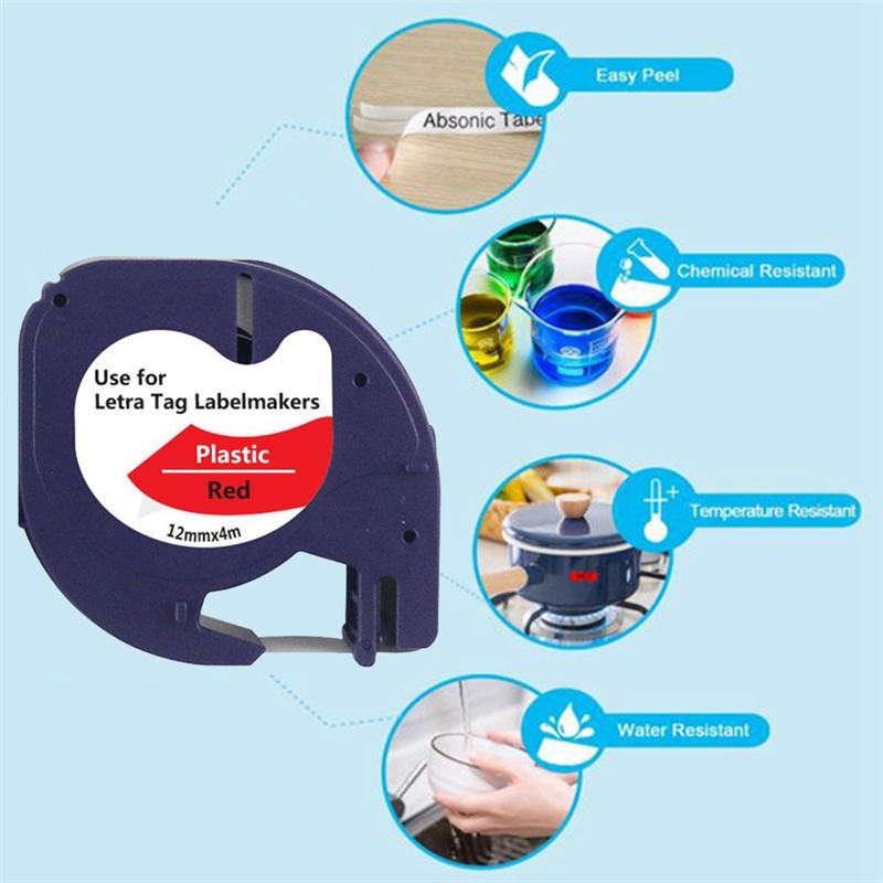 10PCS Label Tapes For DYMO Letratag LT-100T LT-100H Series Label Maker 12Mmx4m Label Thermal Printing Paper