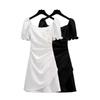 2026 Summer French Style Puff Sleeve Dress - Elegant Irregular Short Skirt for Women