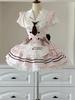 Harajuku Sweet Lolita Women 3 Piece Set White Lace Design Corset Tops Puffy Skirt Retro Elegant Female New Chic Outfits Summer