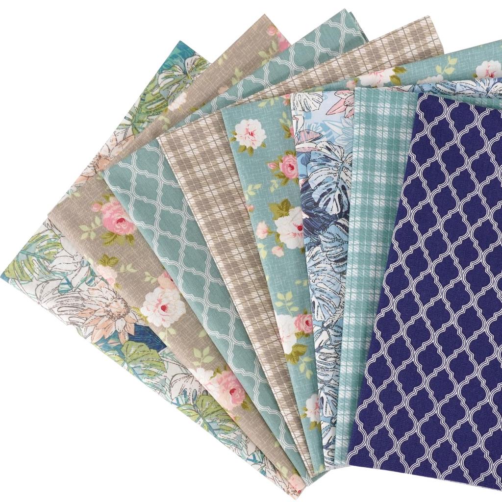 Set of 8 Floral Print Cute for DIY 46x56cm Fabric, Scraps, Crafts,