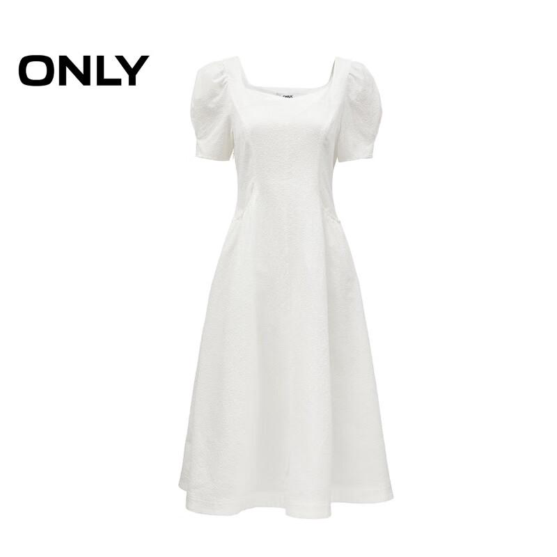 ONLY Women's 2025 Autumn Retro Square Neck Bubble Sleeve Mid-length Dress