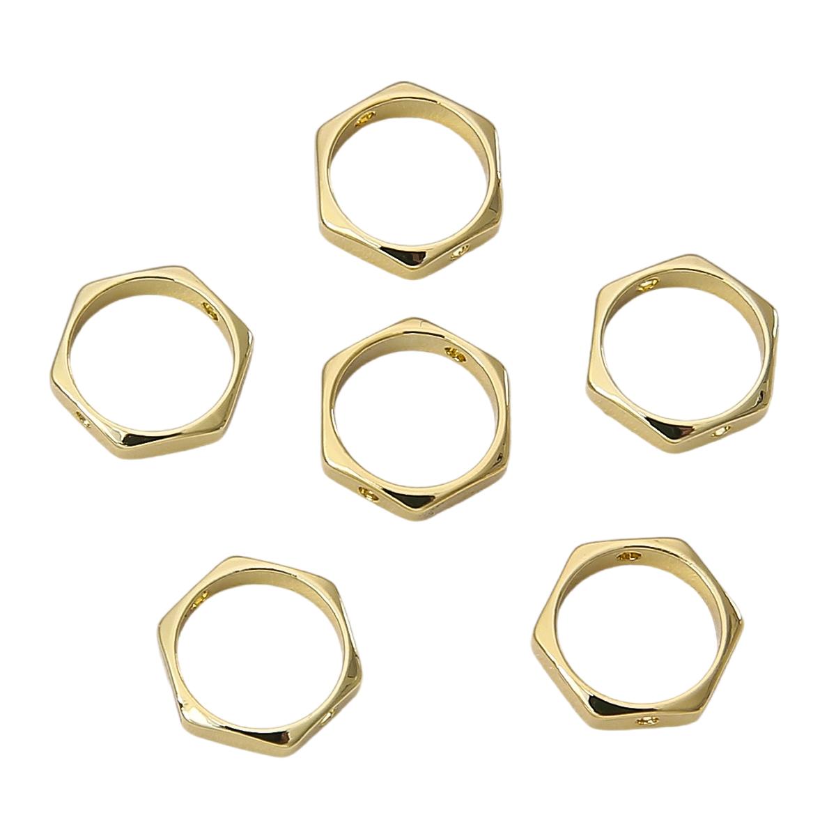 

Кільце з мідних порожнистих шестикутних намистин для аксесуарів для рукоділля своїми руками 11x10mm