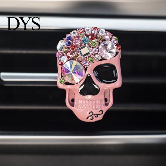 Skull Car Air Freshener Bling Vent Clips, Rhinestone Diffuser Clip, Shiny Personalized Outlet Decoration Conditioner Decoration, Funny Auto