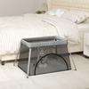 Baby Playpen with Mattress Light Grey Linen Fabric