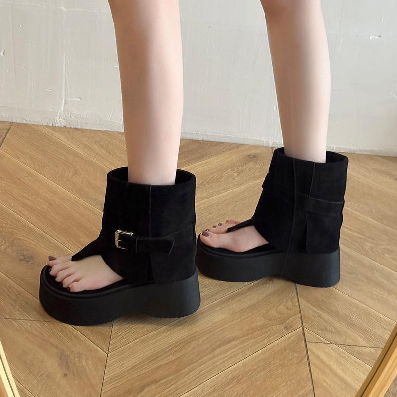 

Roman toe short cool boots women s summer 2025 new retro versatile thick-soled trousers advanced sense pinch sandals 35