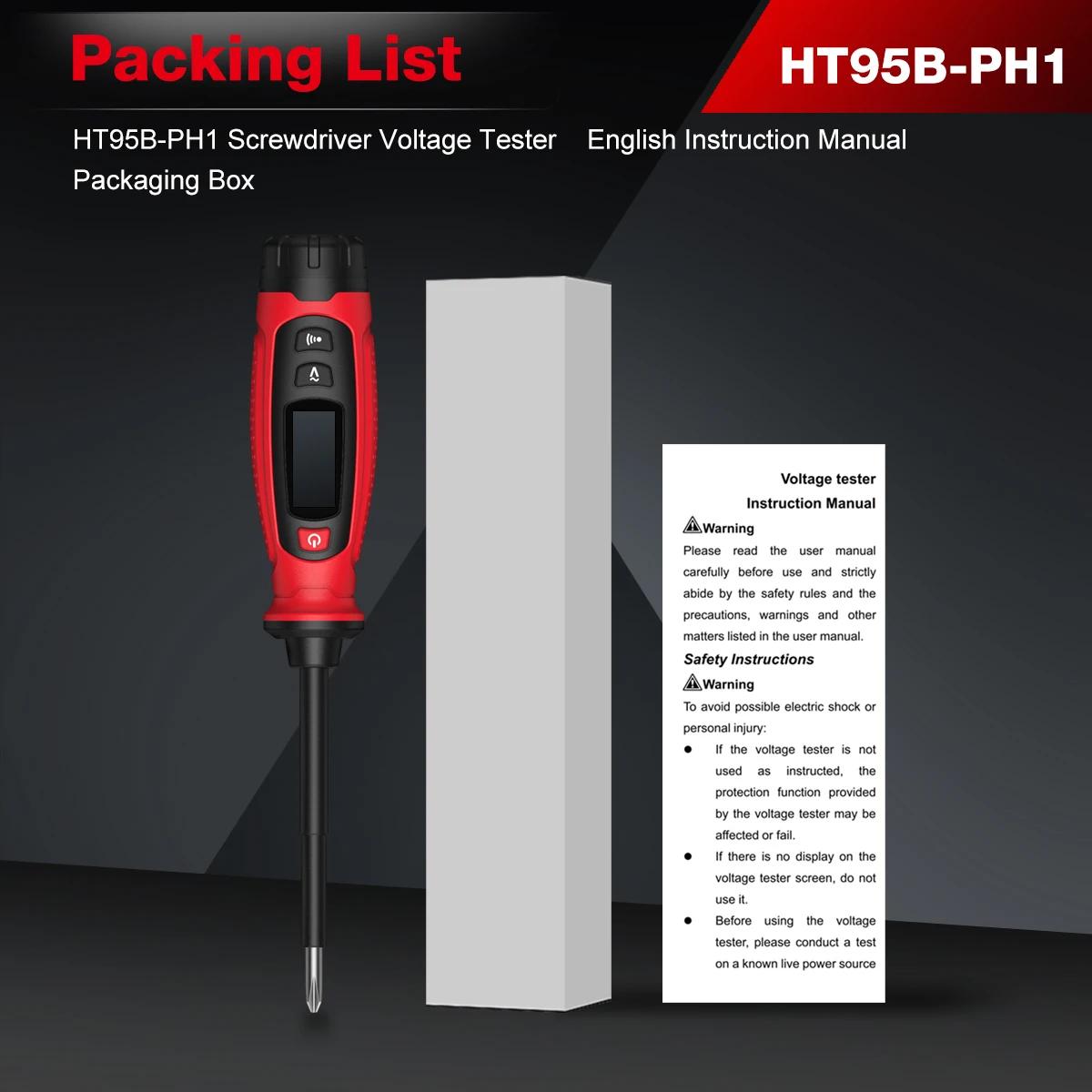 

HT95B Screwdriver Voltage Tester Non-contact Induction Test Pen Voltage Tester 3-500V Electrical Pen with Dual-Color Back-light