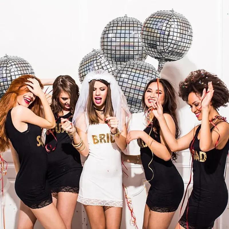 2pcs 22 Inches Silver Birthday Disco Party Ball Foil Ballon Set Happy Birthday Party Decoration Decorative Balloons for Party