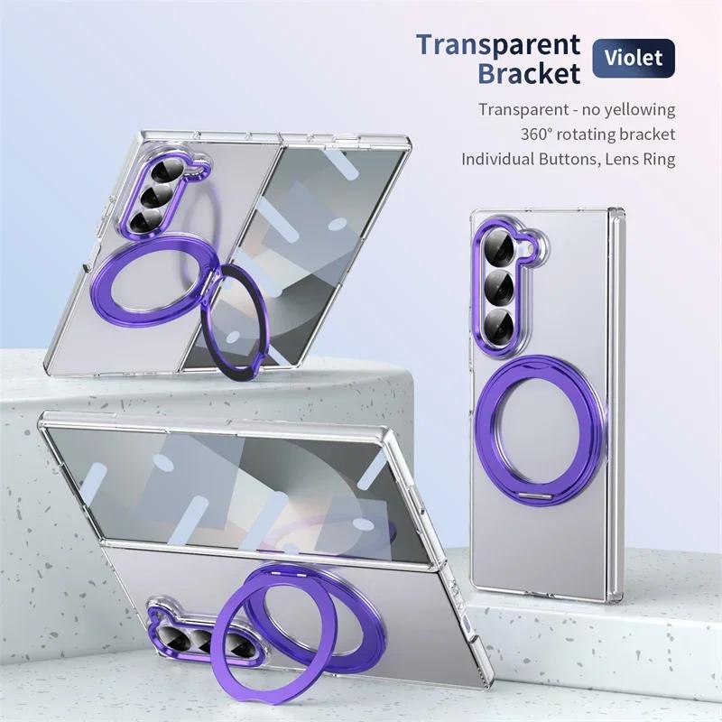 360°Rotating Magnetic Holder Phone Case for Samsung Galaxy Z Fold 7 6 5 4 3 Screen Protector Magsafe Wireless Charging Cover