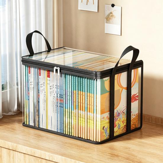 Clothes Storage Box, Durable Clear PVC Storage Bins, with Reinforced Handles Double Zipper Design, Large Capacity Moisture-Proof Organizer Bags