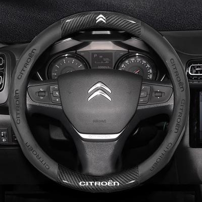 38cm Anti-slip Leather Carbon Fiber Steering Wheel Cover for C1 C2 C3 C4 C5 C6 C4L Berlingo Picasso Aircross Sega Elysee