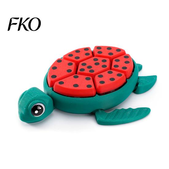 Verstellbare Pose Figur 3D-gedruckte Wassermelonen-Schildkröte Fidget Toy mit beweglichen Gelenken, Drückbare Schalenknöpfe Stress Einzigartiges Entlastungsspielzeug, Kreatives Tier