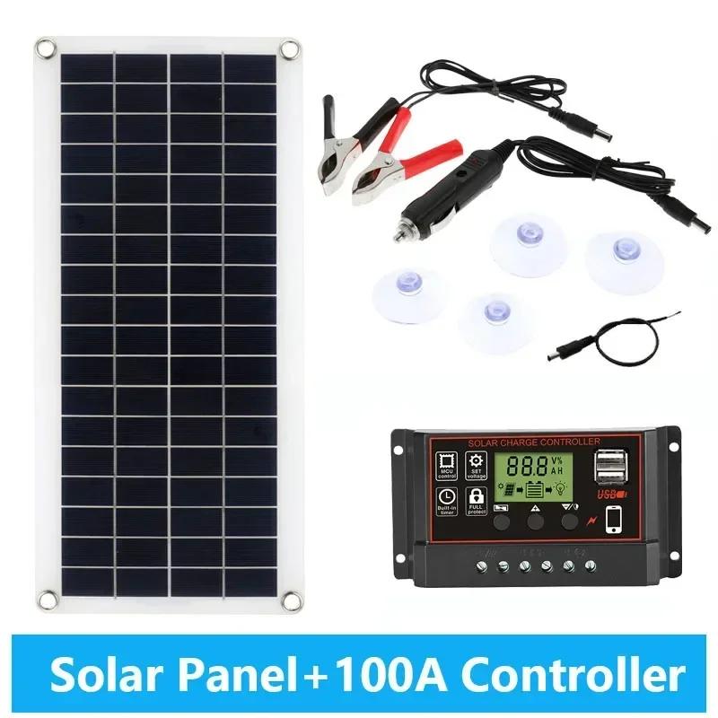 20W-1000W Solar Panel 12V Solar Cell 100A Controller Solar Panel for Phone RV Car MP3 PAD Charger Outdoor Battery Supply Camping