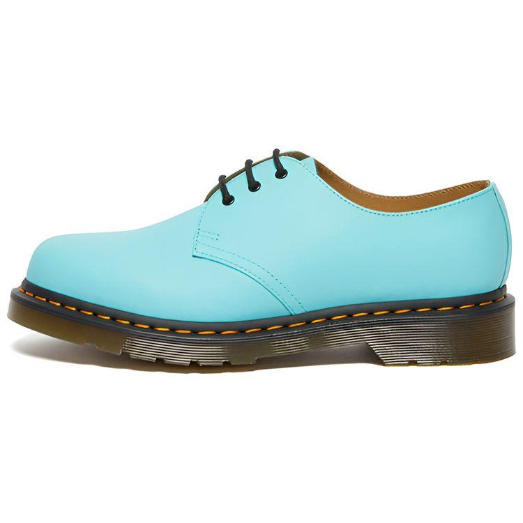 Dr. Martens Leather Lace-Up Round-Toe Low-Top Casual Shoes Unisex Casual Shoes Blue Green 27430432