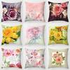 Colored Flower Pattern Series Throw Pillow Cover With Short Plush Print For Living Room Sofa Decoration Cushion Cover
