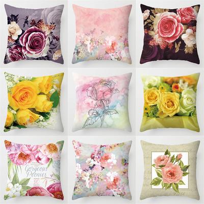 Colored Flower Pattern Series Throw Pillow Cover With Short Plush Print For Living Room Sofa Decoration Cushion Cover
