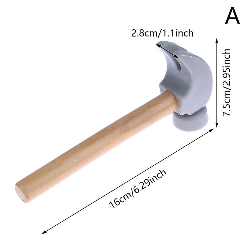 Children s simulation hammer wooden handle solid hammer toy beat repair tool mini wooden hammer solid PP plastic super strong
