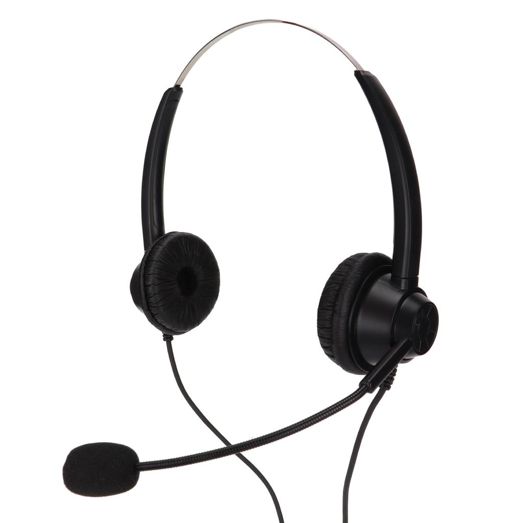 Telephone Headset 2.5mm Plug Noise Reduction Binaural Wired Call Center Headphone with Mic for Home