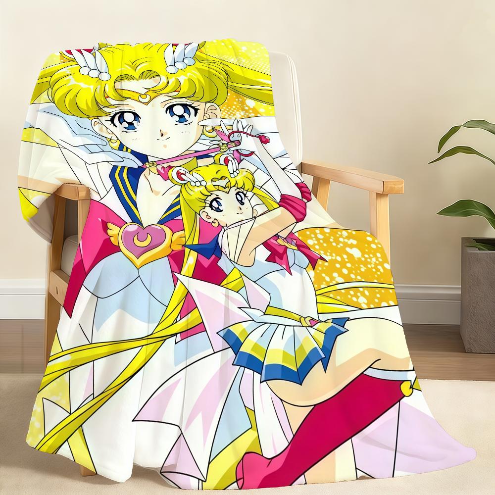 S-SailorS Anime M-MoonS Anime Blanket For Soft Throw Blanket for Picnic Bed Sofa Home Bedroom Cozy Warm Comfortable