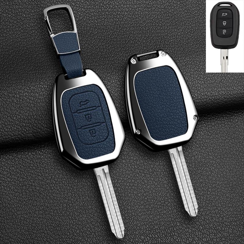 For Renault Kwid Traffic Symbol For Dacia Sandero Logan Duster - Zinc Alloy Leather Car Key Case Cover Auto Accessories
