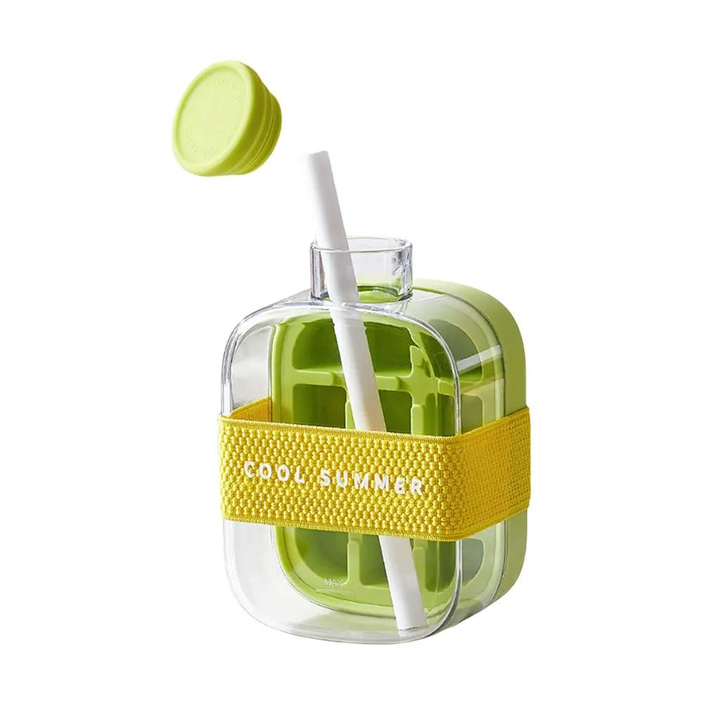 500/800ml 2in1 Ice Cube Tray with Water Bottle Press Type Portable Ice Maker High Capacity Ice Mold for Home Kitchen Summer Use