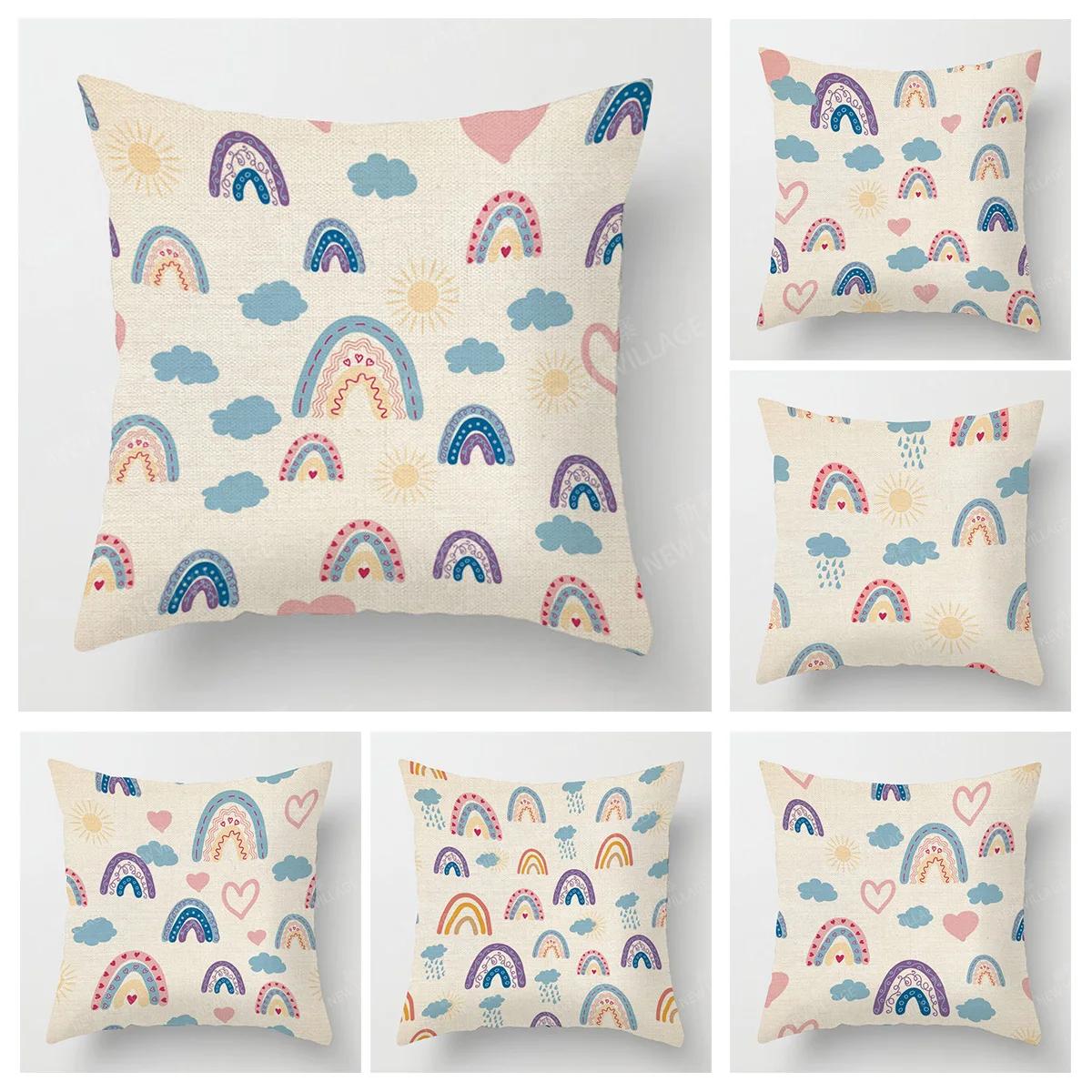Tonnika Chen Unisex Modern Home Living Room Decor Throw Pillow Covers Cushion Sofa 35X35cm 40X40 60X60cm 45X45cm 40*40Cm Pillowcase Rainbow Cute