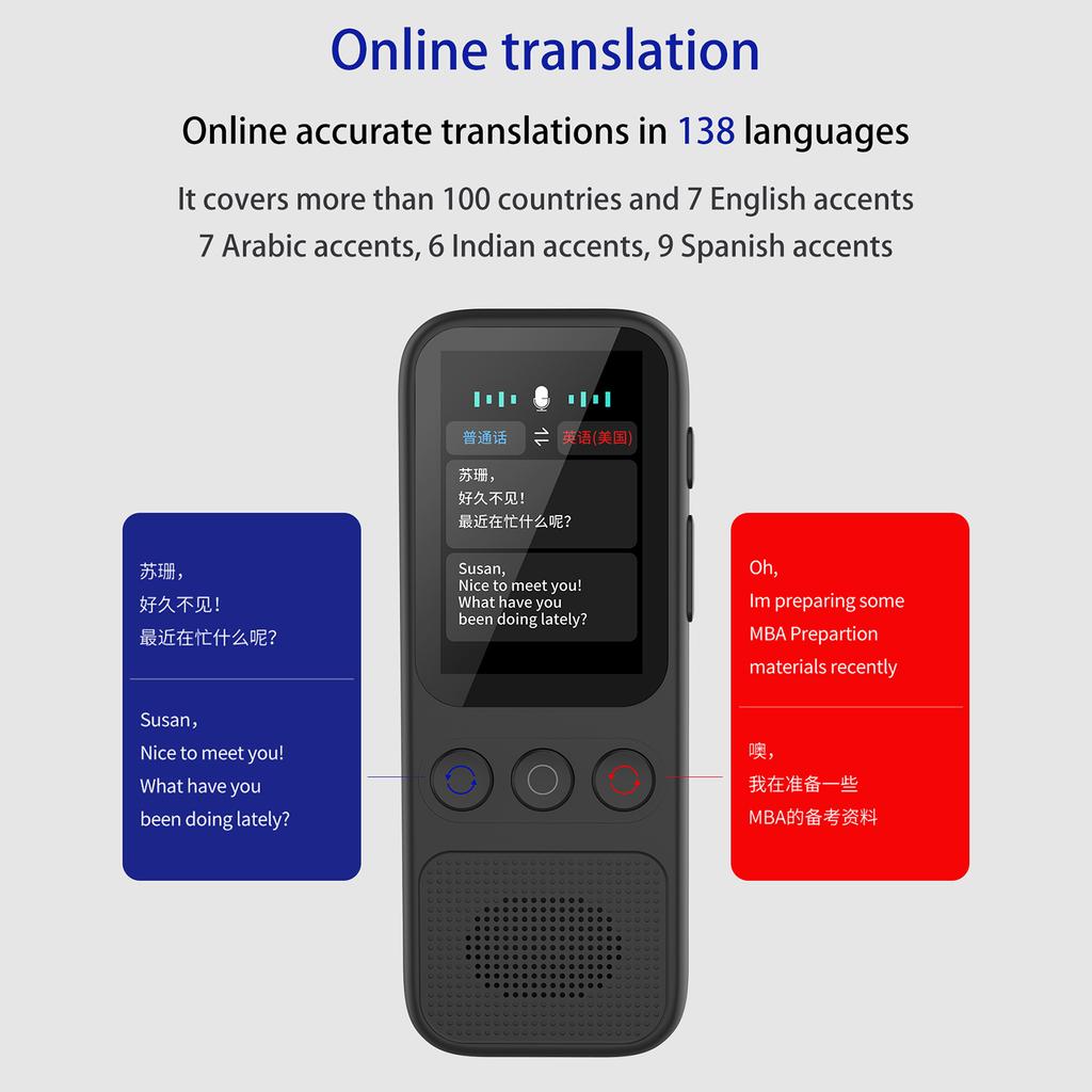 Portable Language Translator Device with 138 Languages Voice Translating 17 Offline Translation Simultaneous