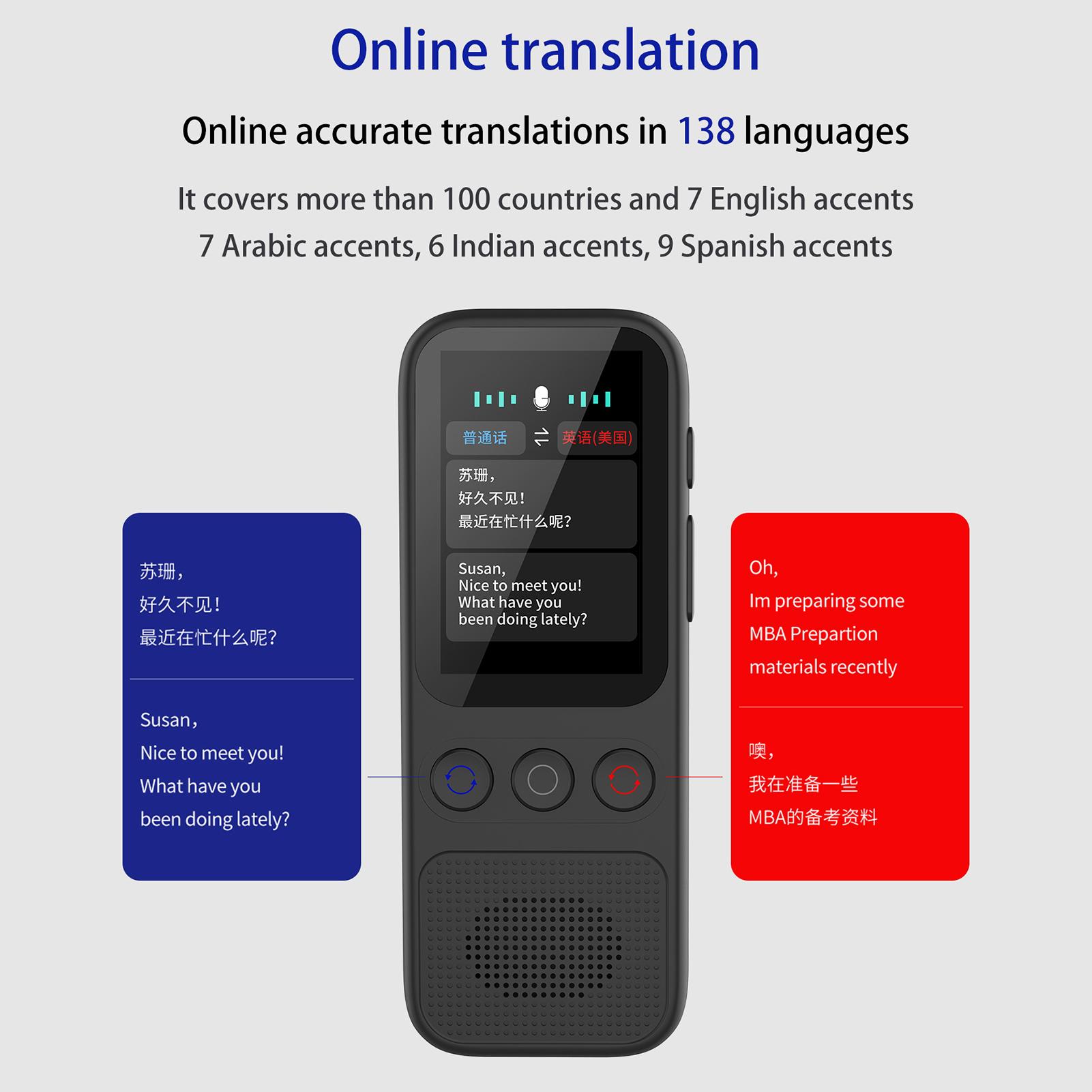 

Portable Language Translator Device with 138 Languages Voice Translating 17 Offline Translation Simultaneous чёрный