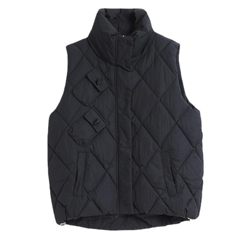 Cotton Clothes Vest Women's New Button Silhouette Foreign Style Down Cotton Vest Small Warm Vest Tide