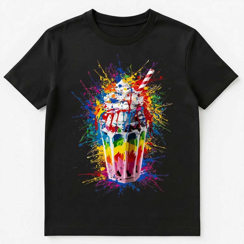 Colorful Paint Splash Milkshake Art Graphic Unisex T-Shirt