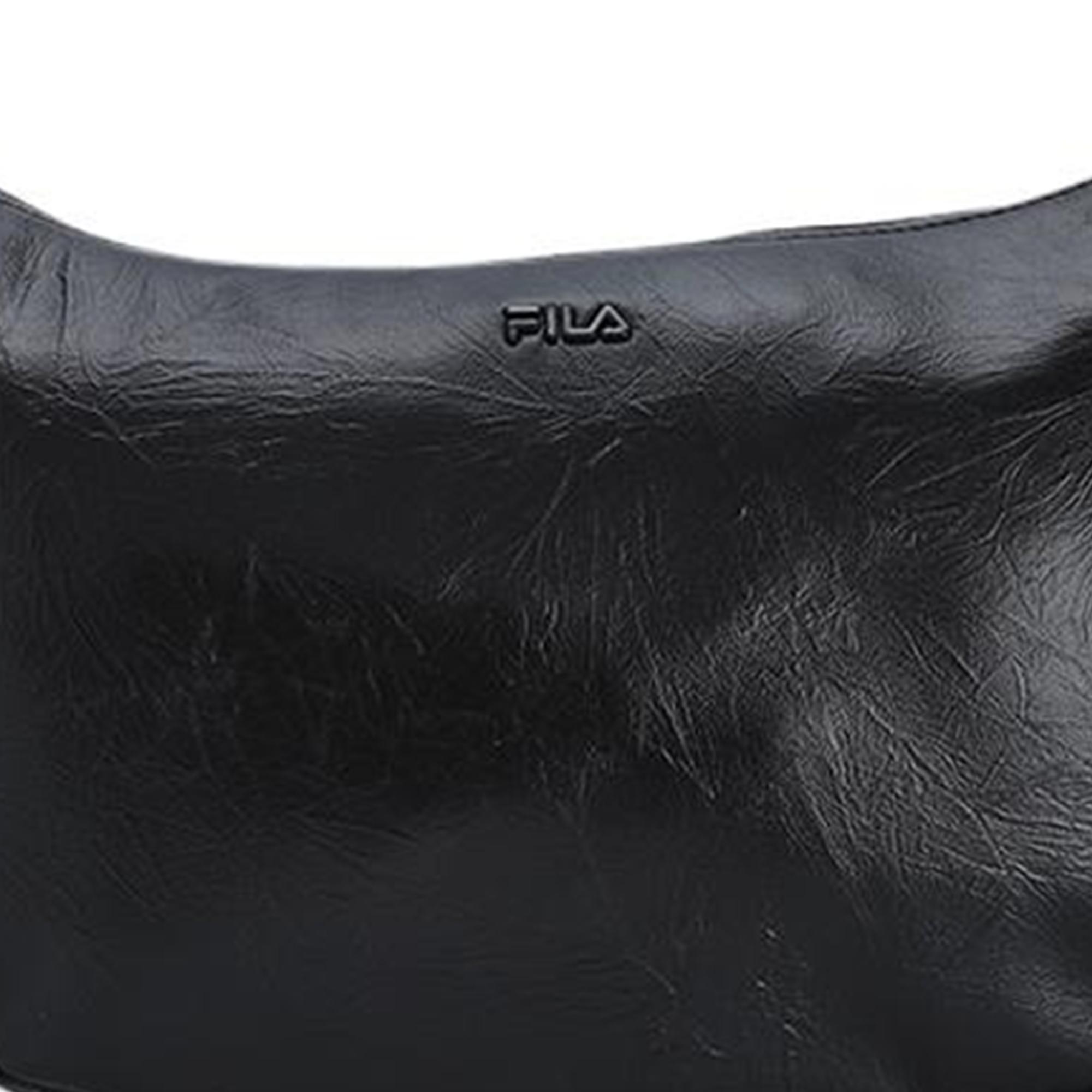 

New FILA ORIGINALE Polyurethane Dumpling Bag, Crossbody Bag, Shoulder Bag Mini Women s Jet Black F53W449161F-BK 45.0*11.4*20.1CM