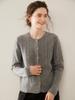 Women's Cashmere Round Neck Cardigan: Elegant Retro Cable Knit, Autumn/Winter Jacquard Outerwear