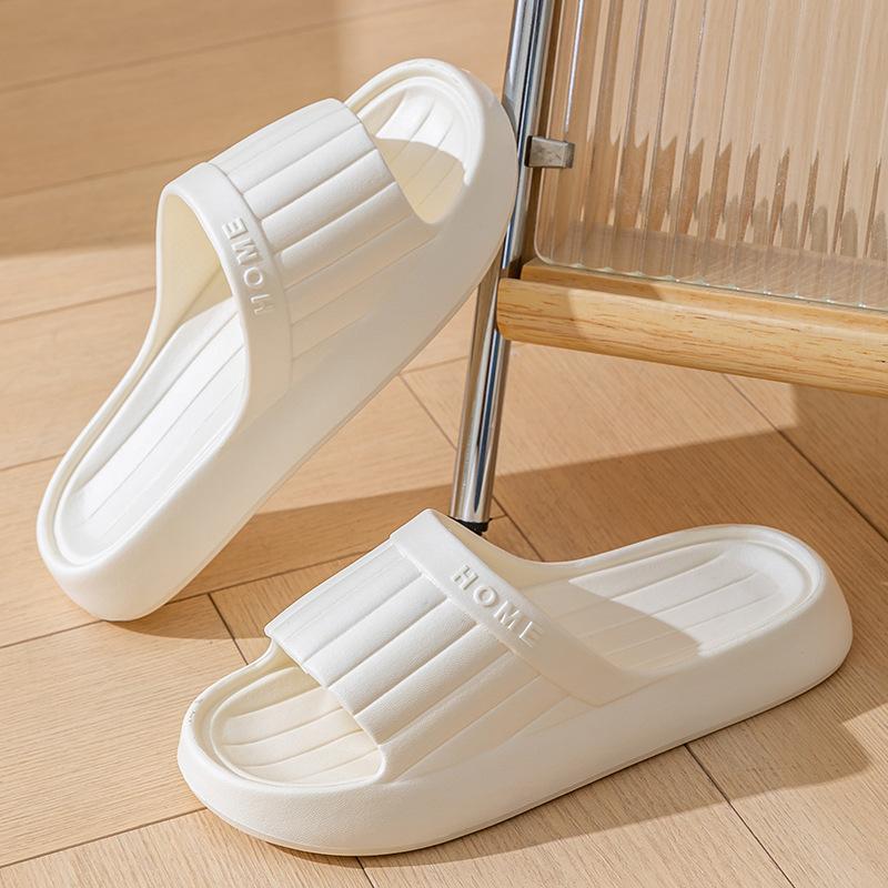 Summer Lovely Solid Color Home Slippers For Women Men Non-Slip Eva Bathroom Slides Females Concise Light Sandals Couples Shoes