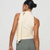 T-shirt Top da Donna Estiva a Maniche Corte, Collo Alto, con Fiocco Legato