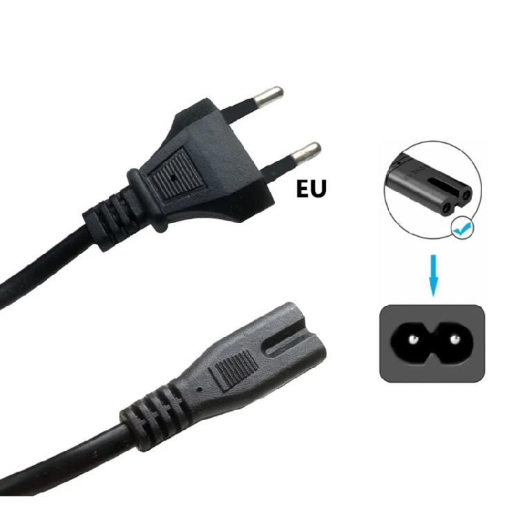 European Power Cable 2pin Plug To IEC320 C7 Extension Cord 2x0.75mm² Wire-gauge
