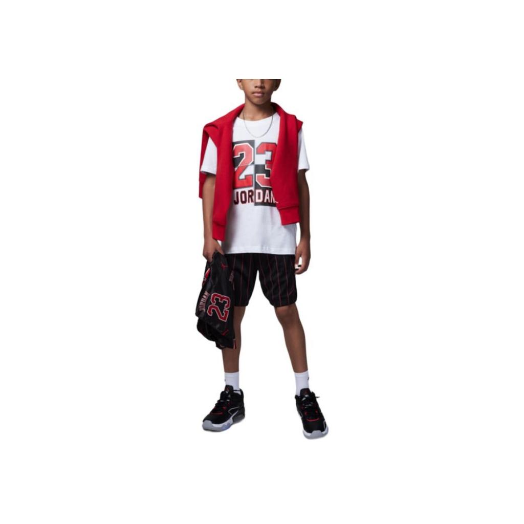 Jordan Letter Logo Printed Round Neck Short Sleeve T-Shirt Kids Tops White FB1597-100