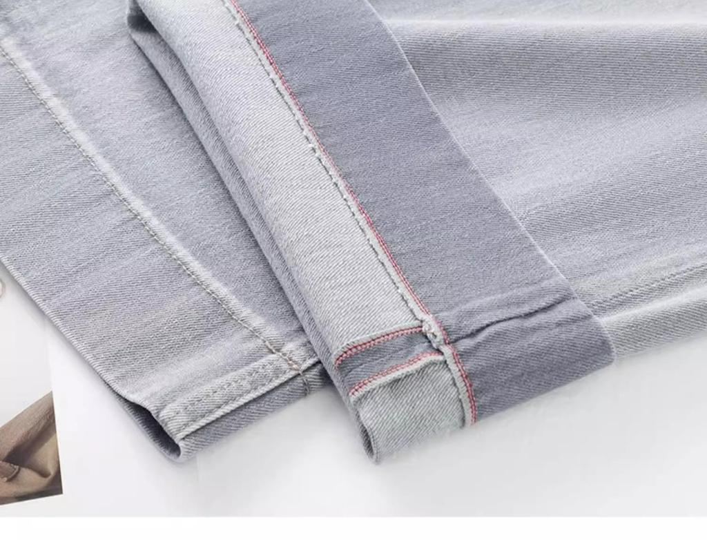 Gray High-Waisted Slimming Petite Wide-Leg Jeans for Women, Nine-Point Length, Perfect for Autumn and Spring 2025