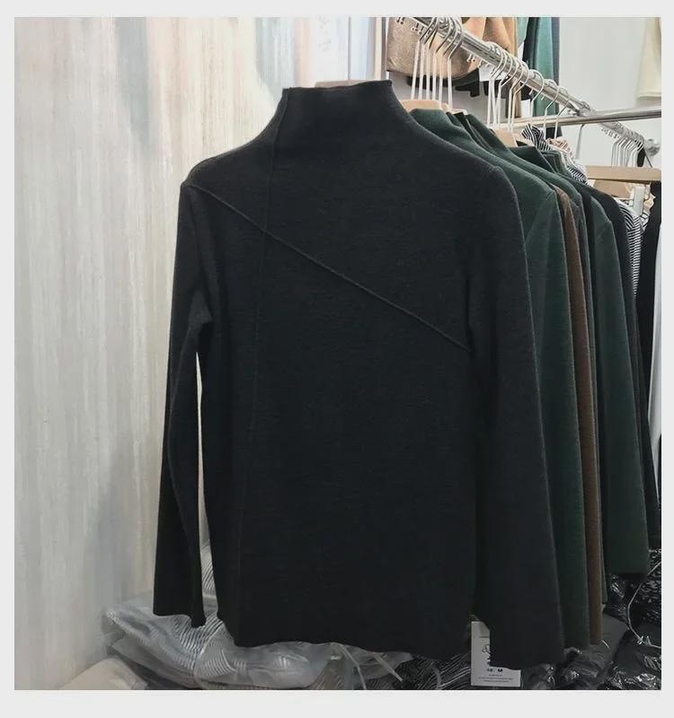 2024 Western-Style Slim Velvet Long-Sleeve Top: Women's Autumn/Winter Half-High Collar Shirt