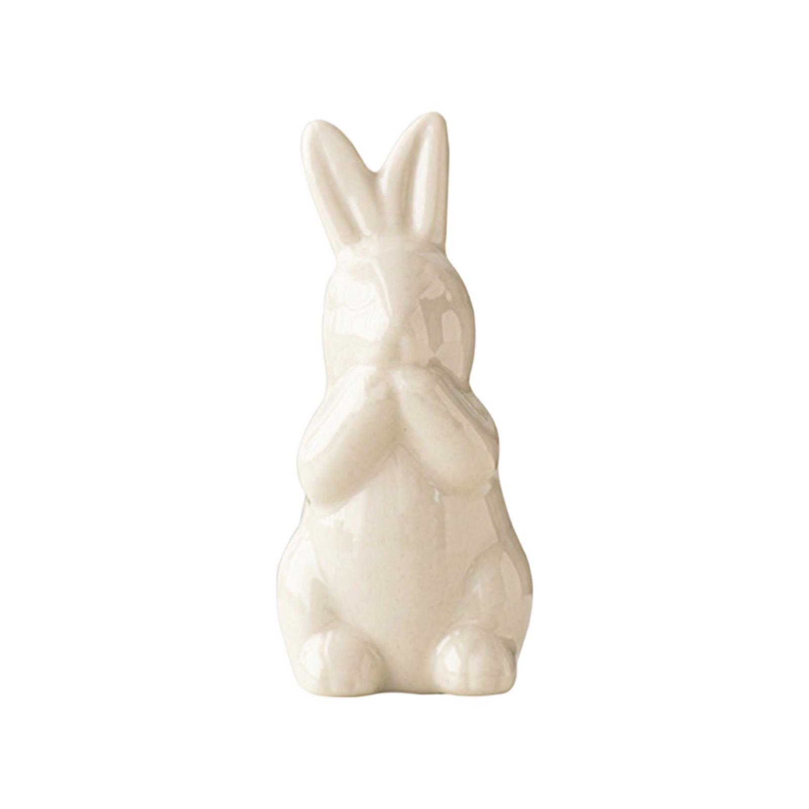 

Ceramic Bunny Rabbits Figurine Decor, Porcelain Modern Tabletop Bookshelf Art Home Statues Decoration For Easter Rabbits Weddings Crafts Ornaments