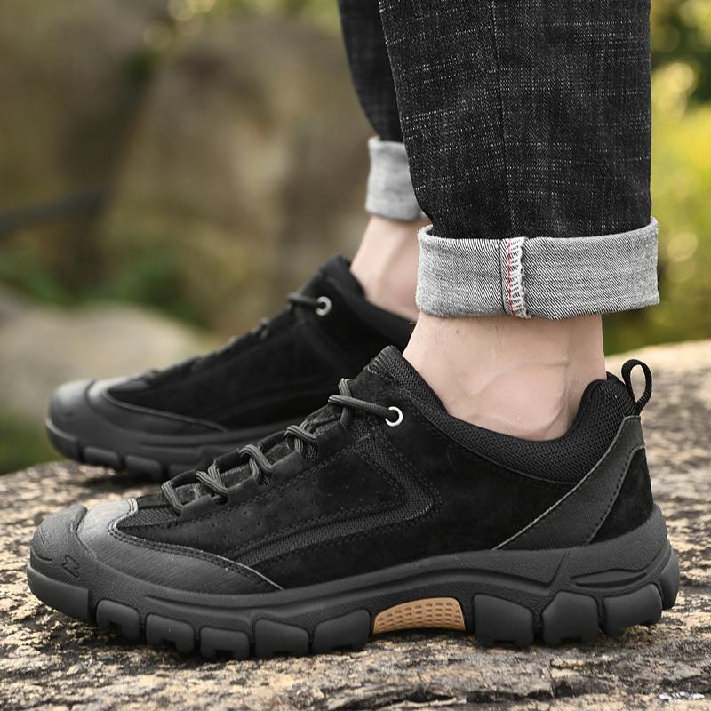 Fashion Non-Slip Man Outdoor Footwear Suede Leather Sneakers Leisure Walk Hiking Shoes Men's Lace Up Shoes Fashion Walking Casual Shoes