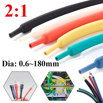 5M Diameter 0.6 0.8 1 1.5 2 2.5 6 8 10 100 150 180mm Polyolefin Heat Shrink Tube 2:1 Shrink Ratio Insulated Cable Sleeve