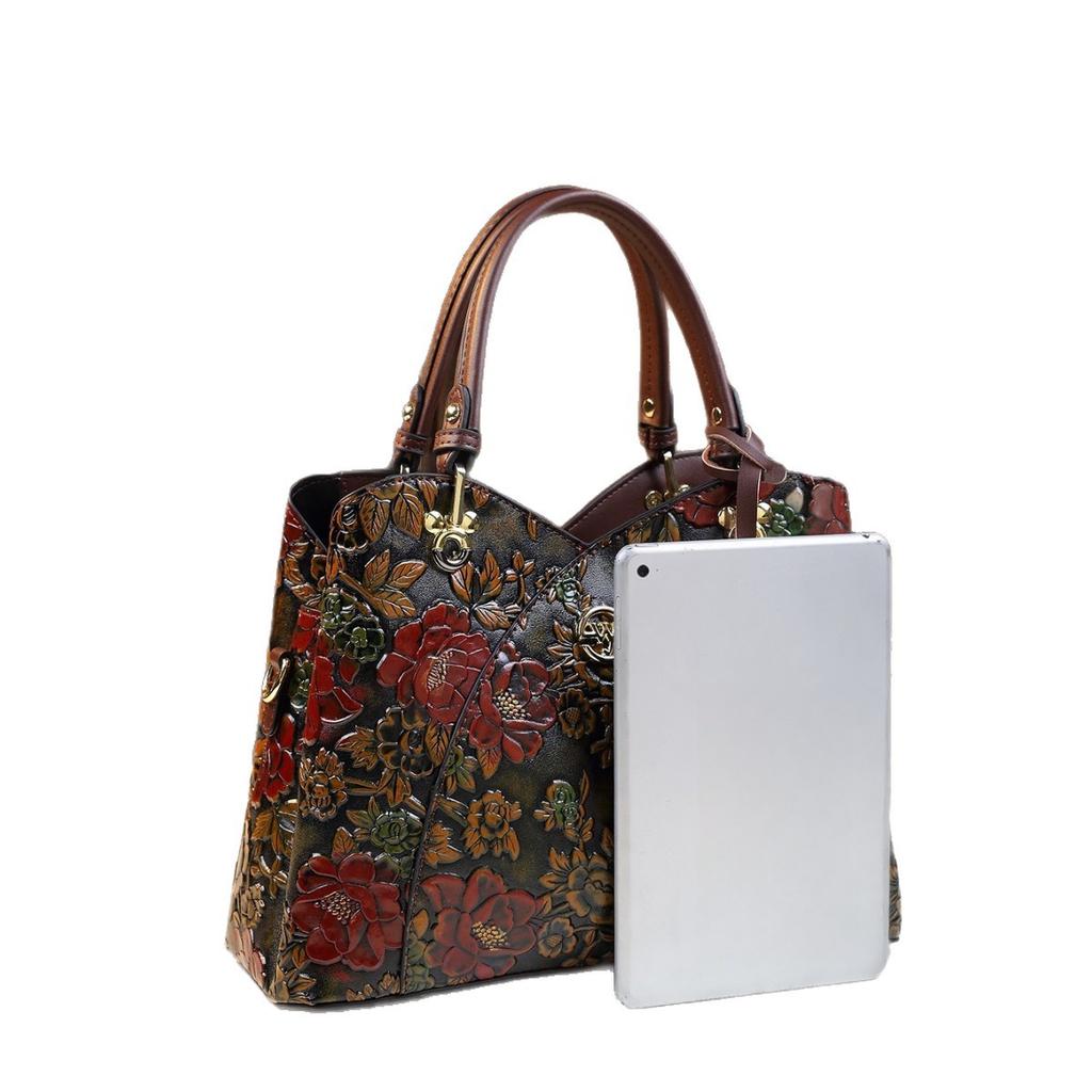 Chinese Classical Engraved Series Light Luxury Women'S Handbag Large Capacity Fashion High Sense Shoulder Messenger Bag