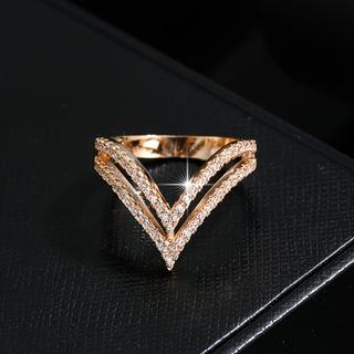 New Geometric V Shape Sparkling Set Zirconia Women's Ring Fashion Trend Design Wedding Party Jewelry Accessories