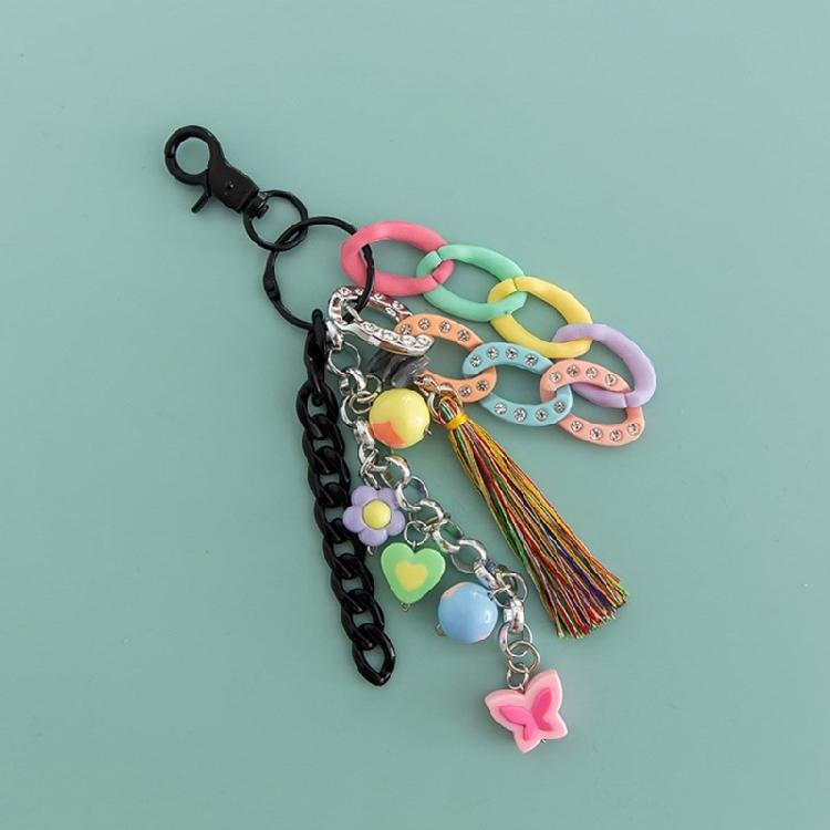 Artisanal Acrylic Key Pendant Accessory Elegant Acrylic Keyring With Tassels Beadwork Fashionable Keychain for Purse Bag
